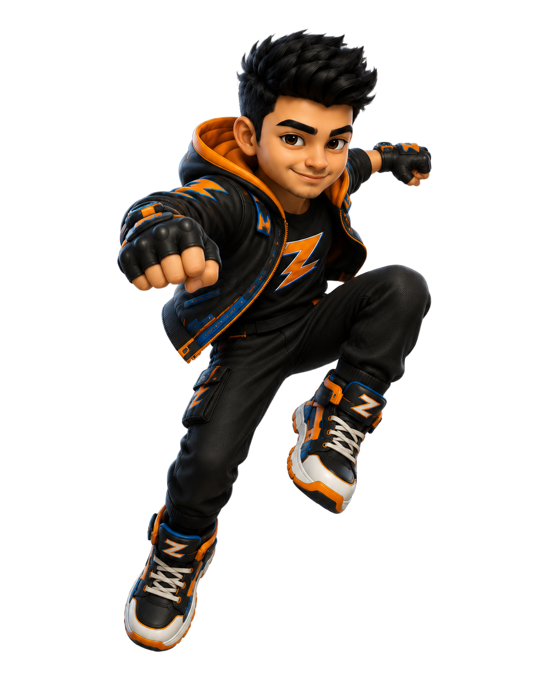 Zapiko mascot in an energetic action pose